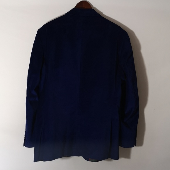US Polo Assn Men's Velvet Sport Coat Royal Blue Tartan Plaid Like-new Size 40R - Picture 9 of 9